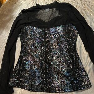 Black and Multicolor Women's Top